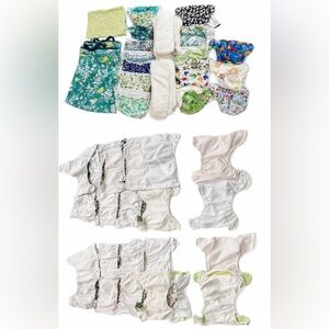 Cloth Diaper Bundle Lot: 20 Diapers + 34 Inserts + 2 Planet Wise Wet Bags